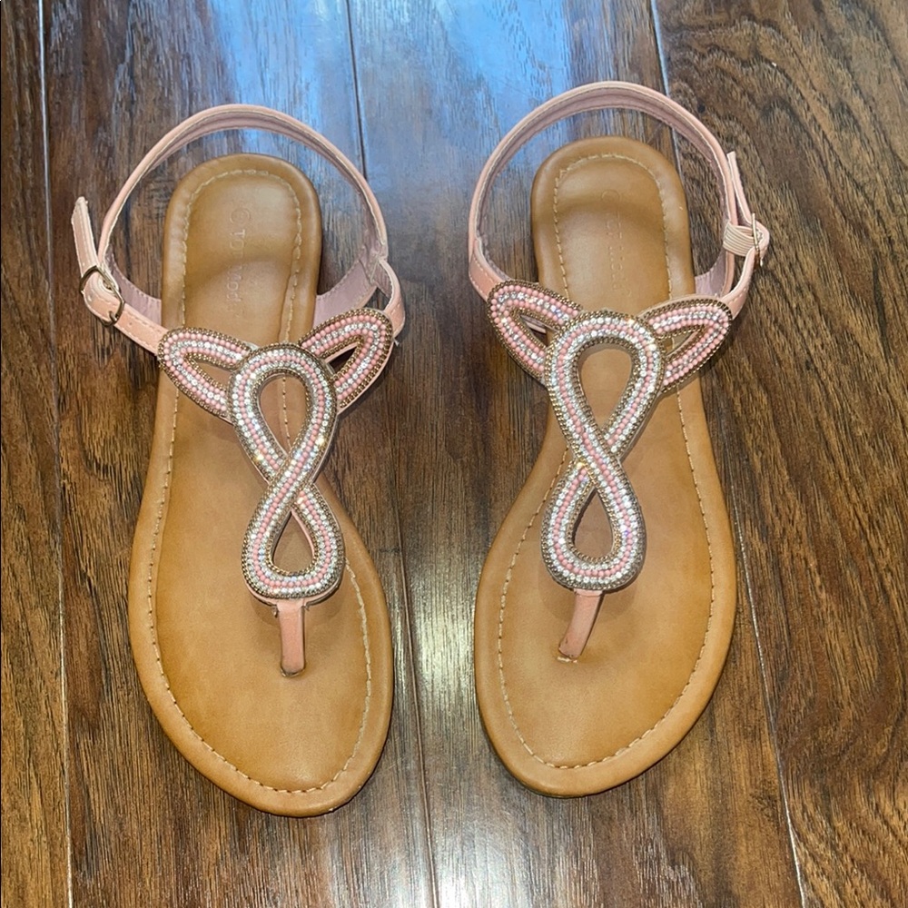 Sparkled Pink Beaded Sandals‎
